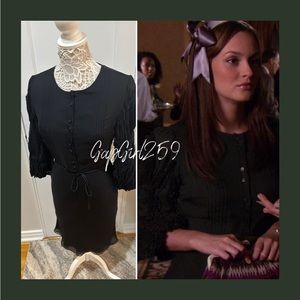 Alt Black Catherine Malandrino Silk Ruffle Dress 6 ASO Blair Waldorf Gossip Girl